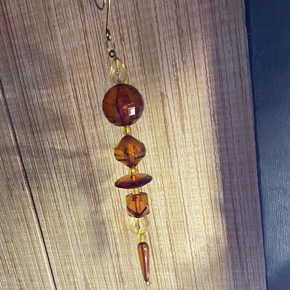 Amber Beaded Suncatcher 8” Long Great Stocking Stuffer